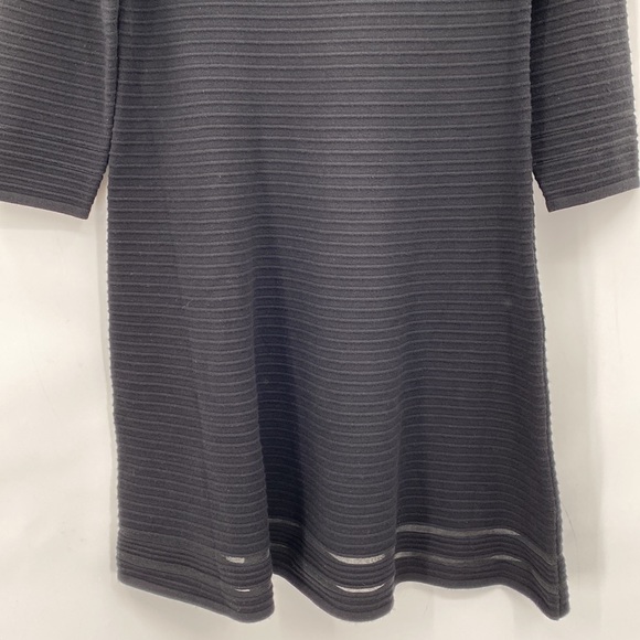 Tahari Ribbed Sheath Dress Stretchy Classic Minimalist Elegant Black Size Large - Picture 3 of 8